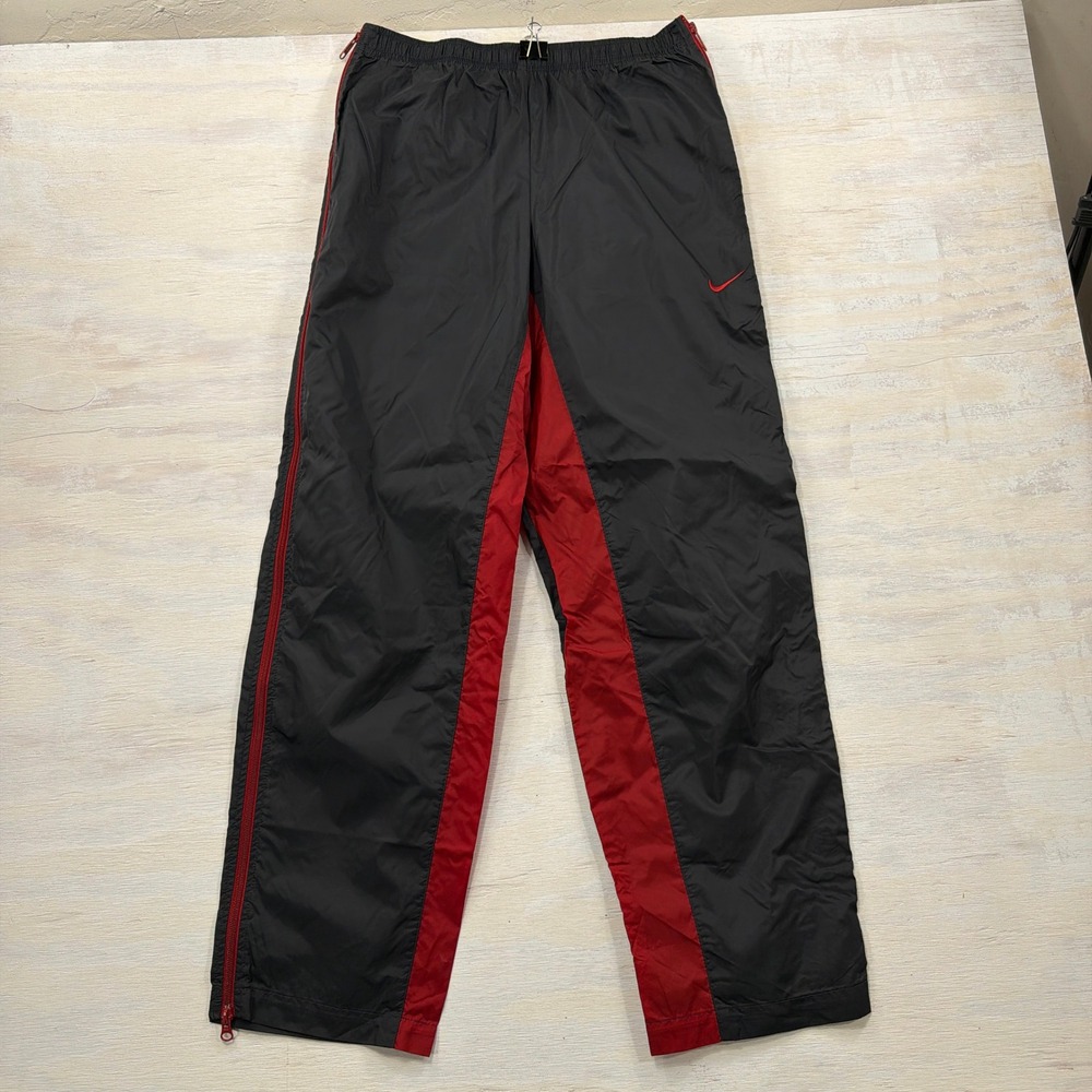 Nike Track Pants Large Vintage Colorblock Side Zip Charcoal Red Mens